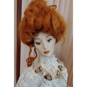Large Vintage Edwardian Style Porcelain Doll in Wedding Gown, Gibson Girl Look